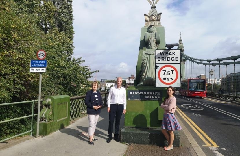 Barnes ward Councillors at Hammersmith Bridge