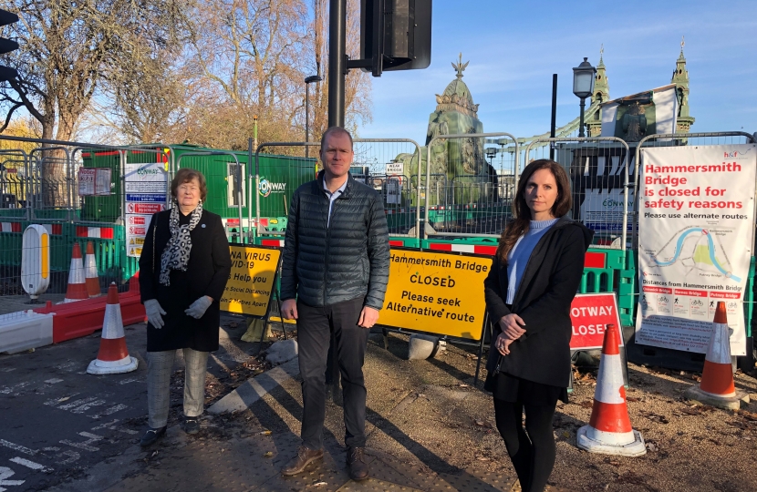 Barnes ward Councillors at Hammersmith Bridge