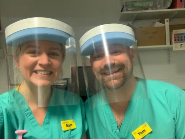 Nurses in visors