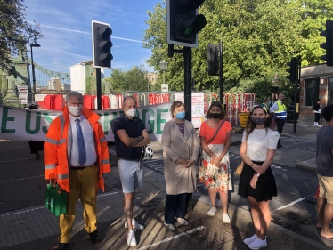 Barnes ward Councillors at Hammersmith Bridge